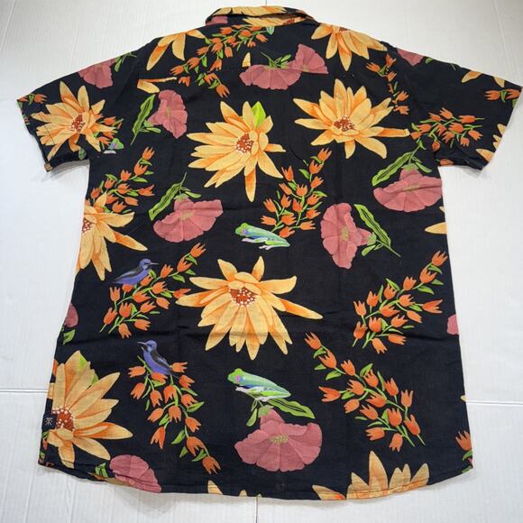Roark Shirt Mens Size M Short Sleeve Button Classic Fit Floral Summer Black - Picture 12 of 13